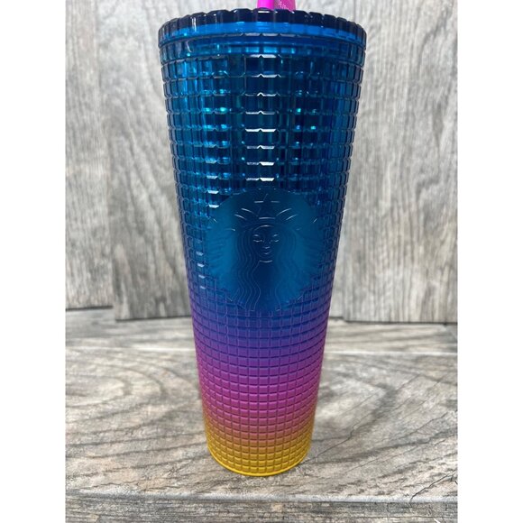 Tim Singleton + Starbucks 2023 Pride 24 Oz Tumbler Cup NWT Rainbow Ombre Texture - Picture 2 of 5